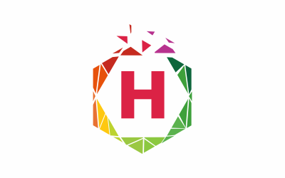 Bokstaven H Hexagon logotyp mall