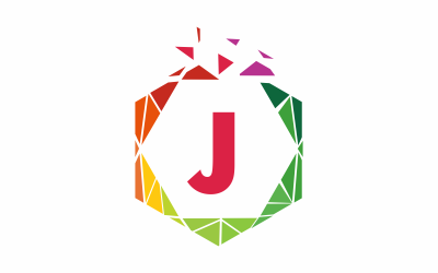 Buchstabe J Hexagon Logo Vorlage