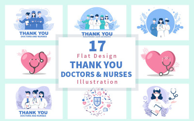 17 Dank u dokter en verpleegster Thanksgiving-illustratie