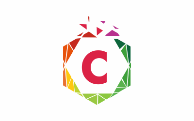 Letter C zeshoek logo sjabloon