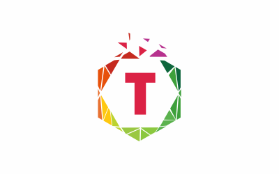 Letter T9 zeshoek Logo sjabloon