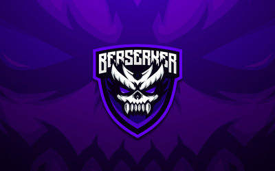 Logo de mascotte de masque de crâne de Berserker