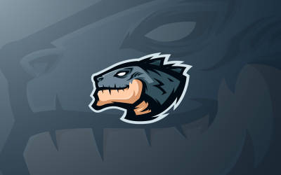 Modèle de logo de mascotte Monster Head Hunter