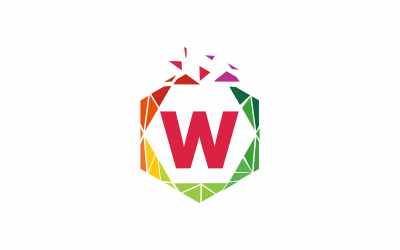 Modèle de logo lettre W hexagone