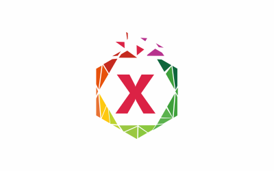 Modelo de logotipo em hexágono da letra X