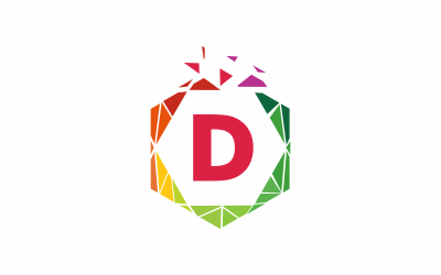Szablon Logo sześciokąt litery D.