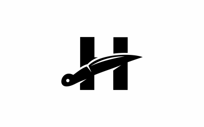 Bokstaven H kniv logotyp mall