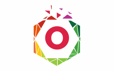 Bokstaven O Hexagon logotyp mall