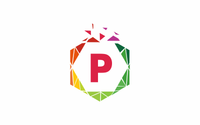 Bokstaven P Hexagon logotyp mall