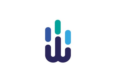 Mavi Harf W Logo Şablonu