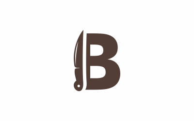 Modello di logo del coltello della lettera B.