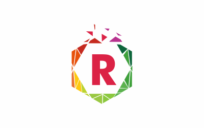 Modello di logo esagonale della lettera R.