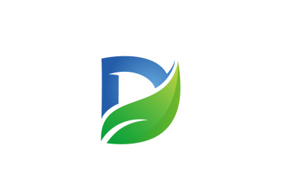 Modello di logo lettera D foglia