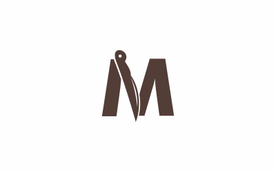 Modelo de logotipo de faca de letra M