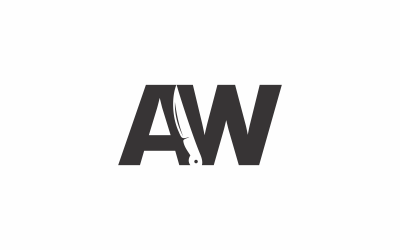 Plantilla de logotipo de cuchillo letra A y W
