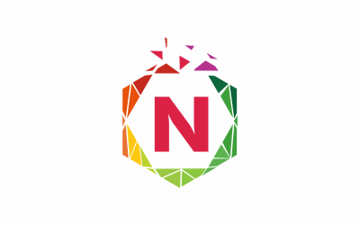 Plantilla de logotipo de letra N hexagonal
