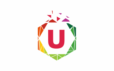 U harfi altıgen Logo şablonu