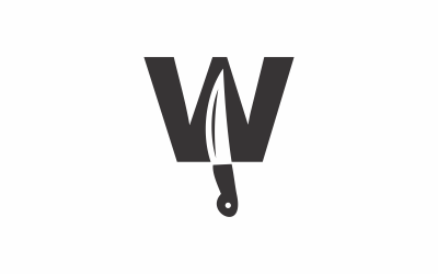 字母W刀徽标模板