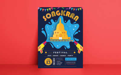 Songkran Festival Flyer Corporate Identity Vorlage