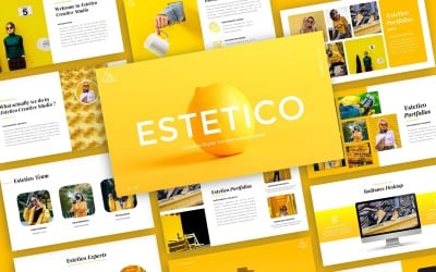 Estetico - Moda Sunumu PowerPoint Şablon