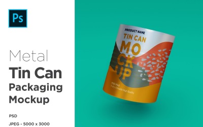 Round Tall Tin Can Packaging Mockup 4