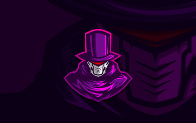 Modèle de logo de mascotte Cowboy Cyberpunk futuriste