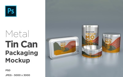 Four Tin Canister Mockup