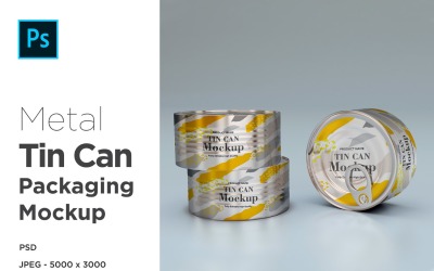 Three Metal Can Mockup