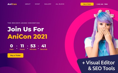 Anime Fest Moto CMS Açılış Sayfası Web Sitesi Şablonu