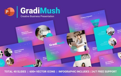 Modelo de PowerPoint de negócios criativos da GradiMush