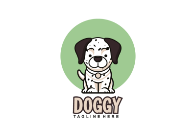 Plantilla de logotipo lindo perro feliz sentado