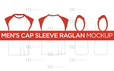 Raglan Erkek Kap Kollu / Kolsuz Gömlek - Vektör Mockup Şablonu