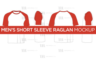 Raglan férfi rövid ujjú ing - vektor makett sablon