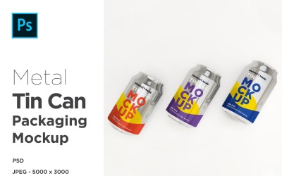 Three Metal Soda Tin Can Mockup