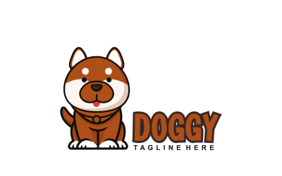 Un logotipo de personaje de mascota de perro de dibujos animados lindo