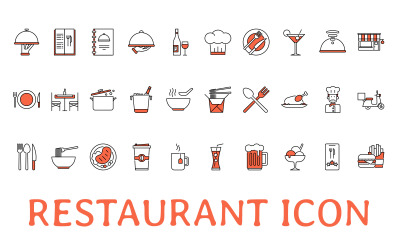 Modelo de conjunto de ícones de restaurante