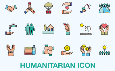 Modelo de conjunto de ícones humanitários