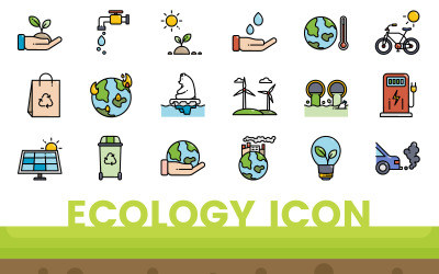 Plantilla de conjunto de iconos de ecología