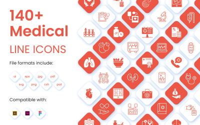 140+ Set van medische Iconset-sjabloon