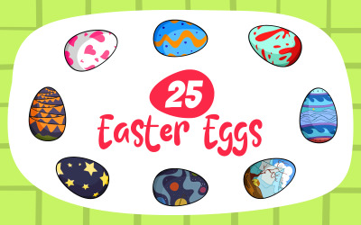 Illustrazione del pacchetto di vettore delle uova di Pasqua (25 uova di Pasqua)