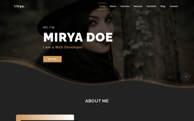 Mirya - Modelo de página inicial de portfólio pessoal