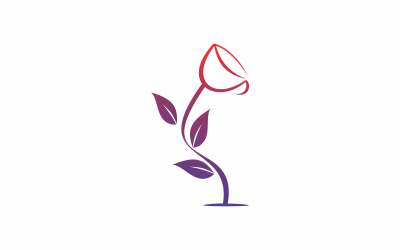 Modèle de logo de fleurs de café