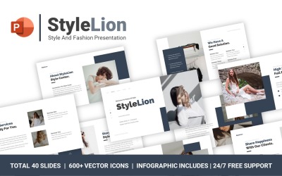 Modèle PowerPoint de style de lion et de mode minimal