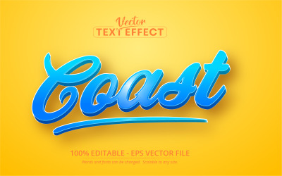 Pobřeží kreslený upravitelný textový efekt vektor