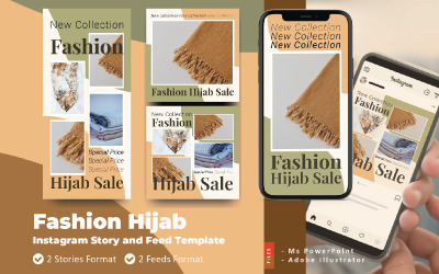 Mode Hijab Sale Instagram Story und Feed Vorlage Social Media
