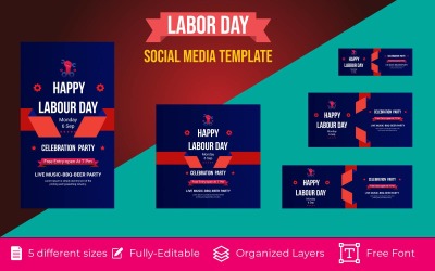 Conception de bannière de médias sociaux de la fête du travail