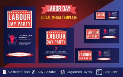 Labor Day Web, Banner Design för sociala medier