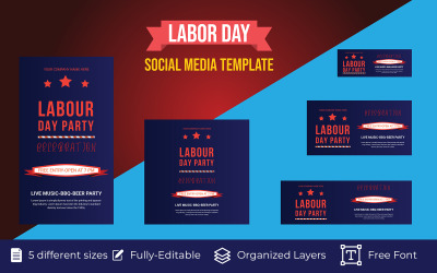 Modèle de médias sociaux de vecteur de vacances de la fête du travail des États-Unis