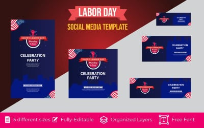 Weboldal Labor Day Holiday vektor szöveg a szociális média számára