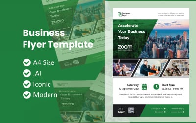 Webinar Business Event Zoom Flyer Brochure Plantilla de identidad corporativa